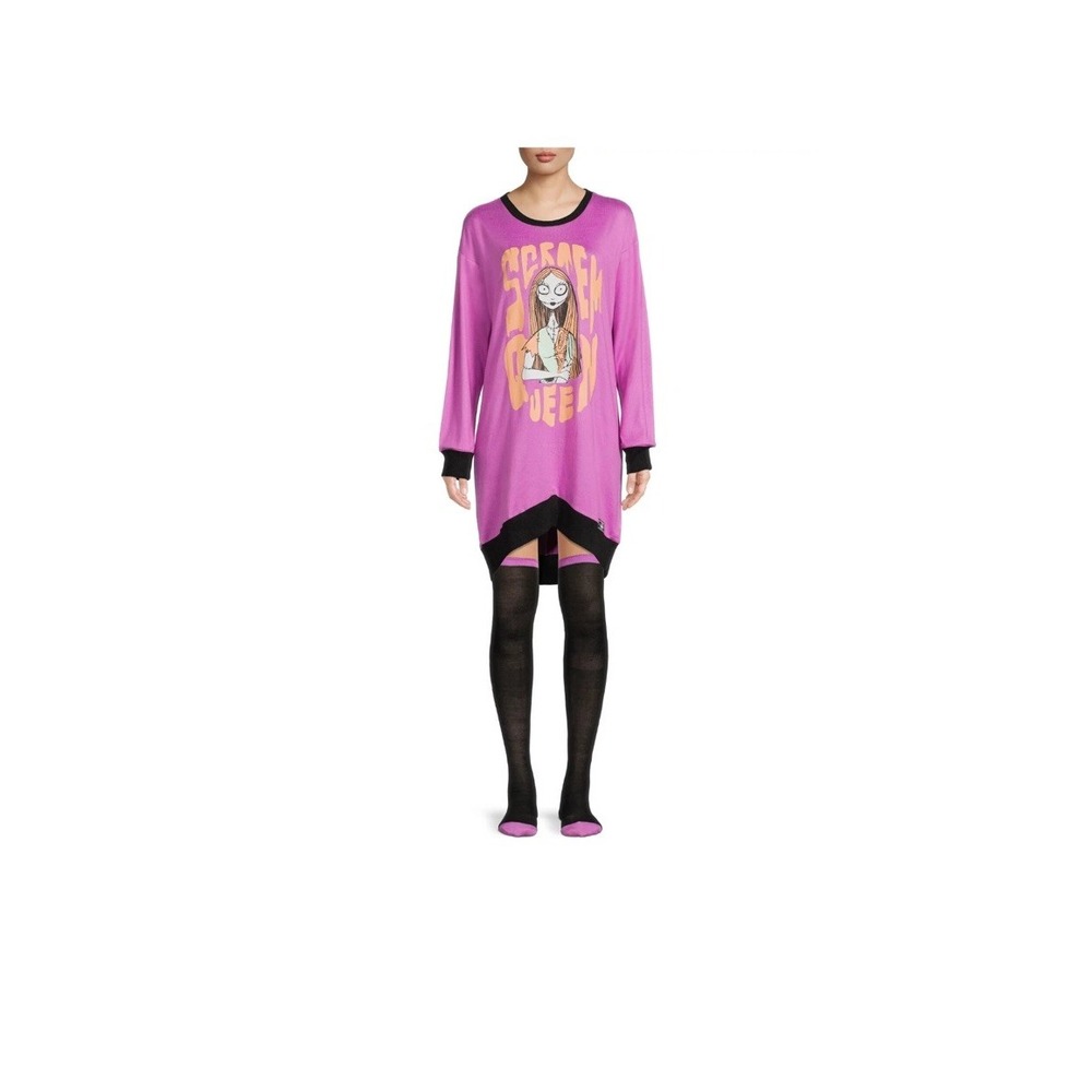 NIGHTMARE BEFORE CHRISTMAS WOMEN'S SLEEP SHIRT AND SOCKS ORCHID 3X 22W-24W NWT